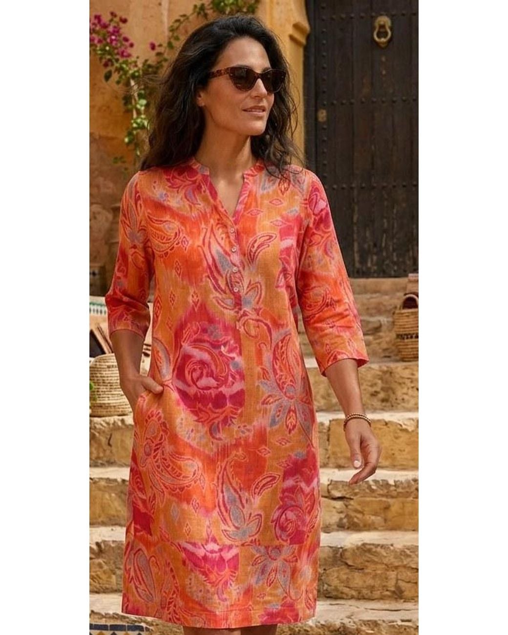 NoLoGo-chic Red Hippy Paisley Tunic Dress