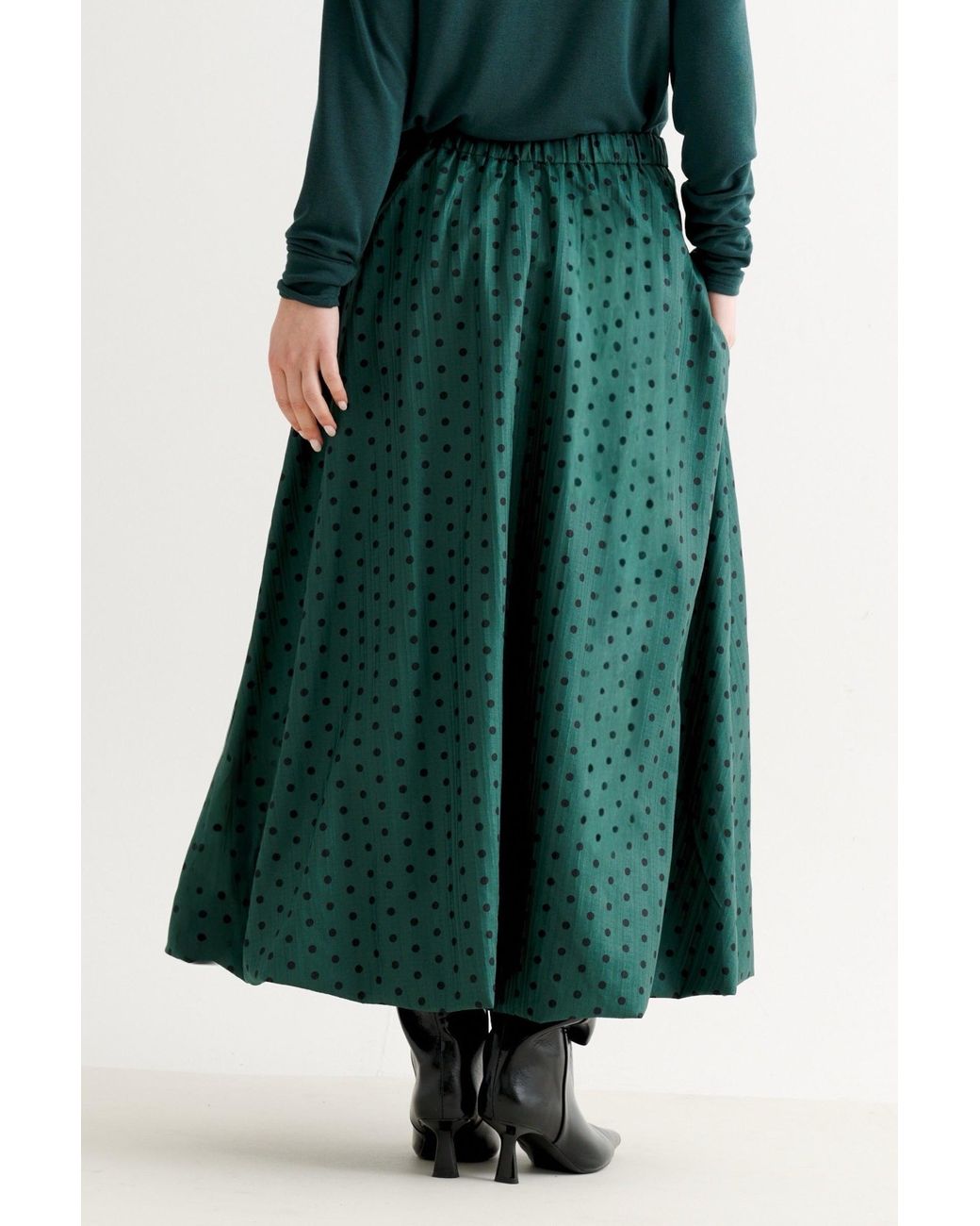 Louche Green Dixie Spot Print Balloon Midi Skirt