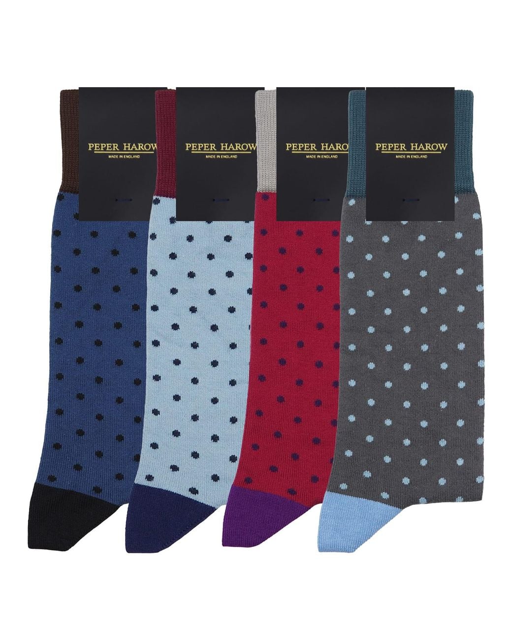 Peper Harow - Made in England Blue Pin Polka Socks Bundle – Autumn for men