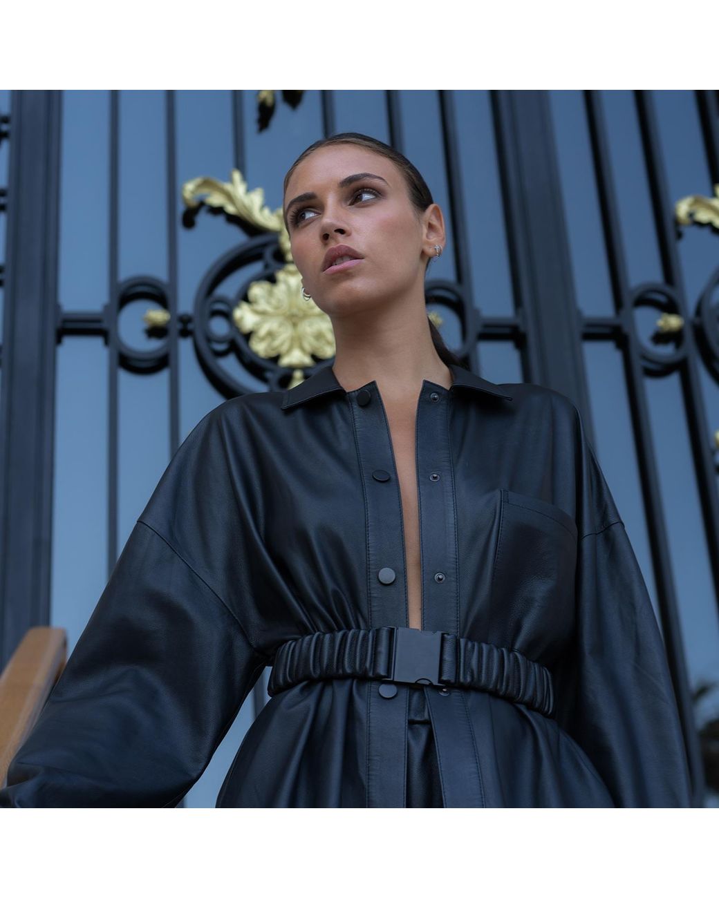 Audrey Vallens Blue Phoenix Oversize Leather Shirt