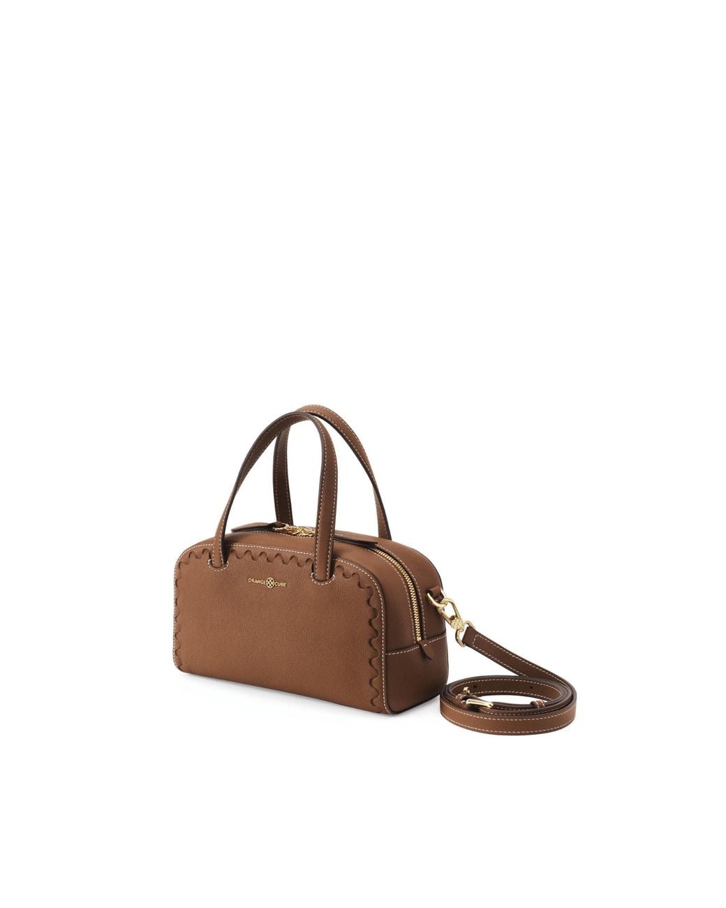 Orange Cube Brown Mosaic Boston Hand Bag