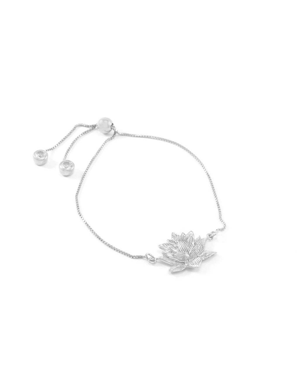 Seven Saints White Awakened Lotus Bracelet, Rhodium