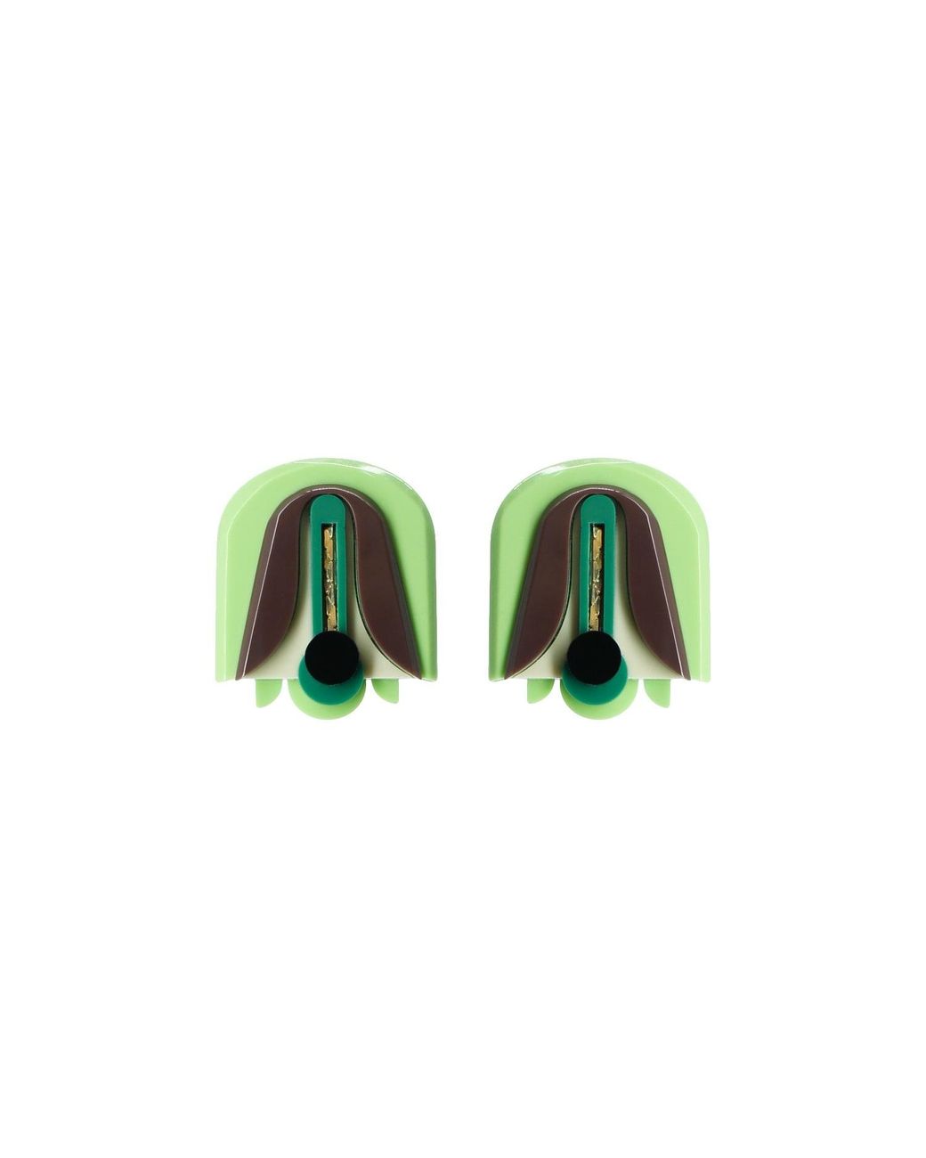 Gissa Bicalho Green Handmade Acrylic Earring Ninphea Short