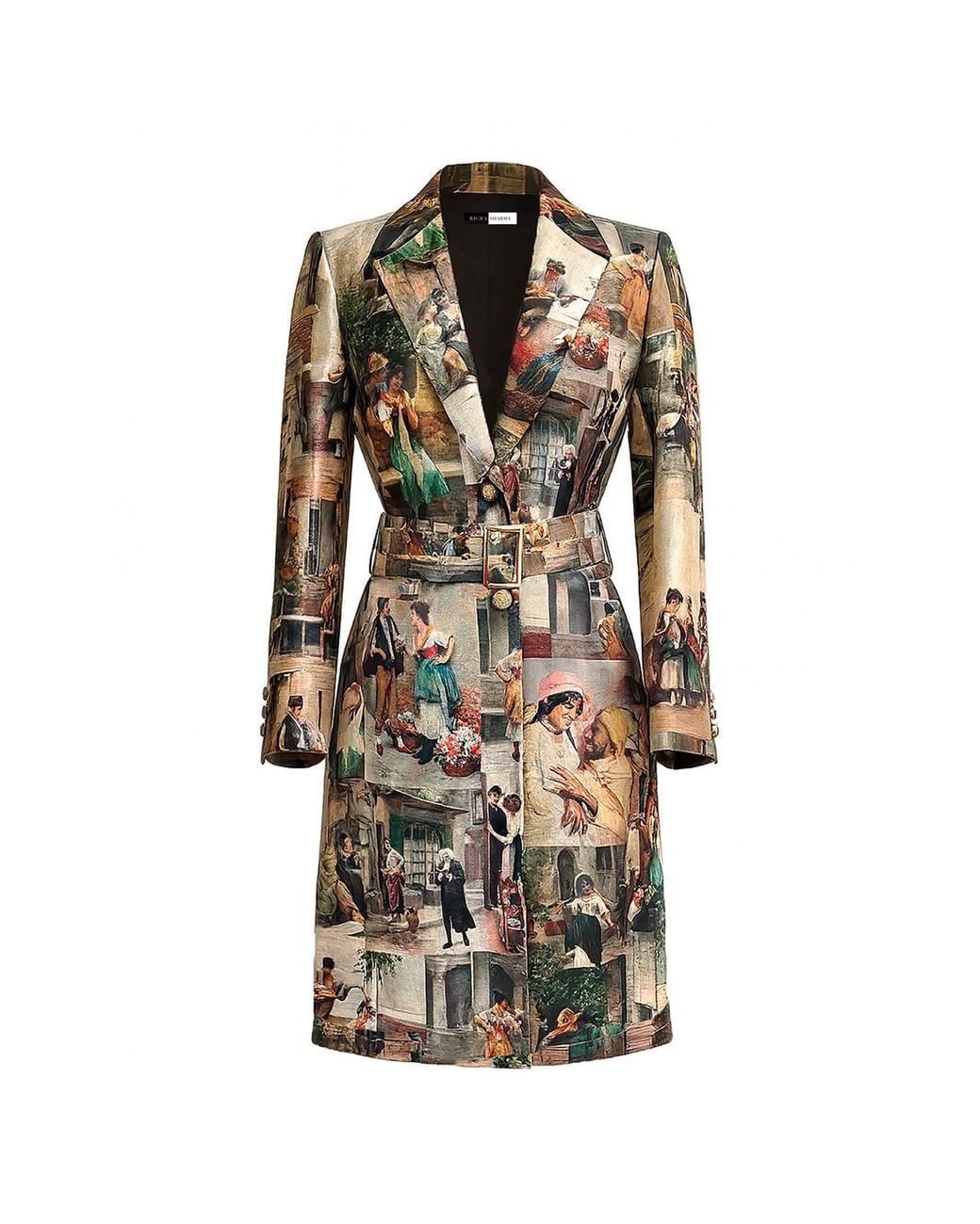 Richa Sharma Multicolor Handcrafted Sustainable Art-Print Couture Coat