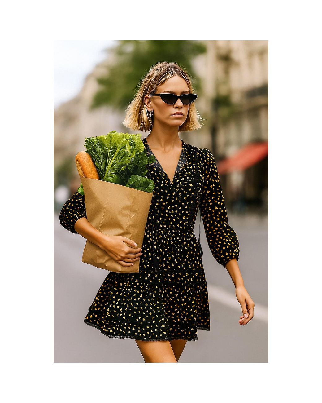 2KStyle Black Alta Lace-Trimmed Floral Print Mini Dress