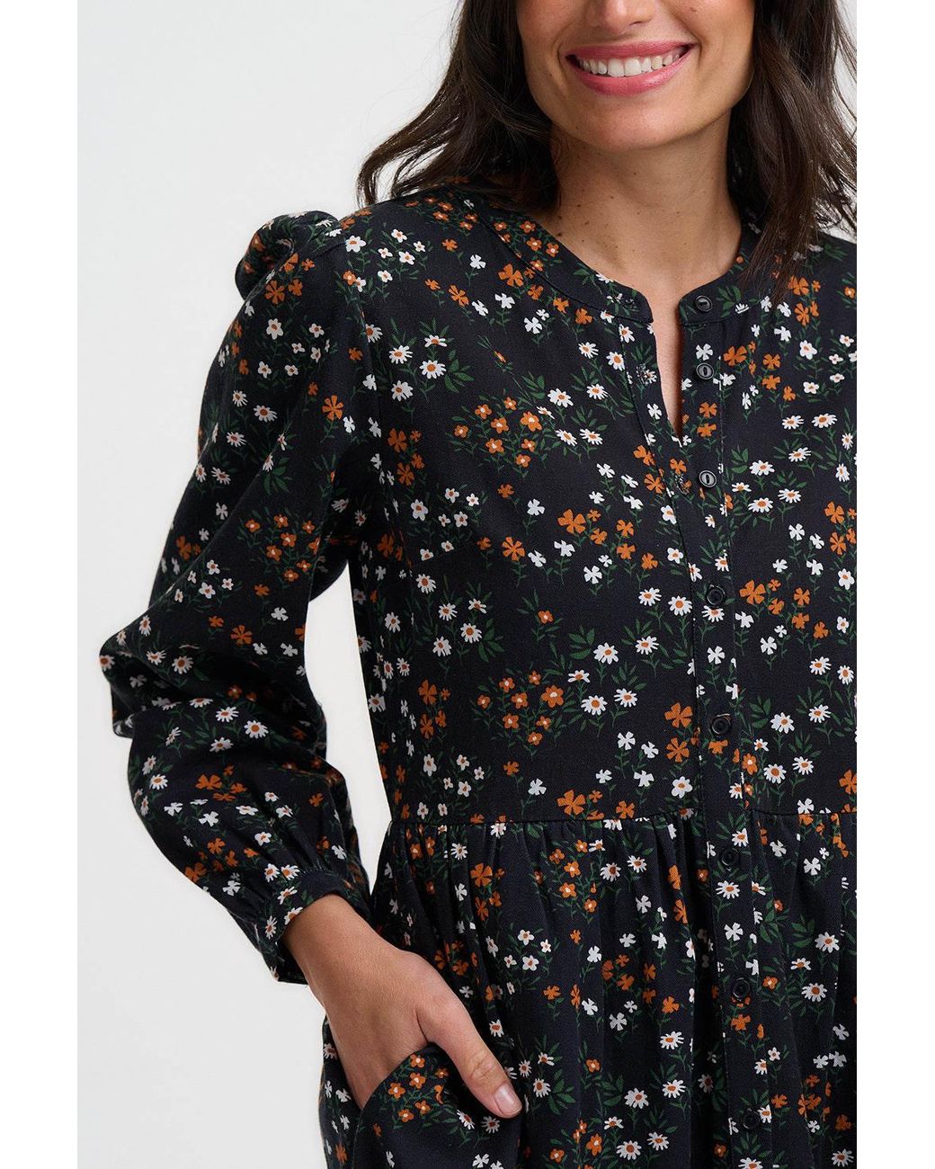 Sugarhill Black Brandy Short Smock Dress Floral