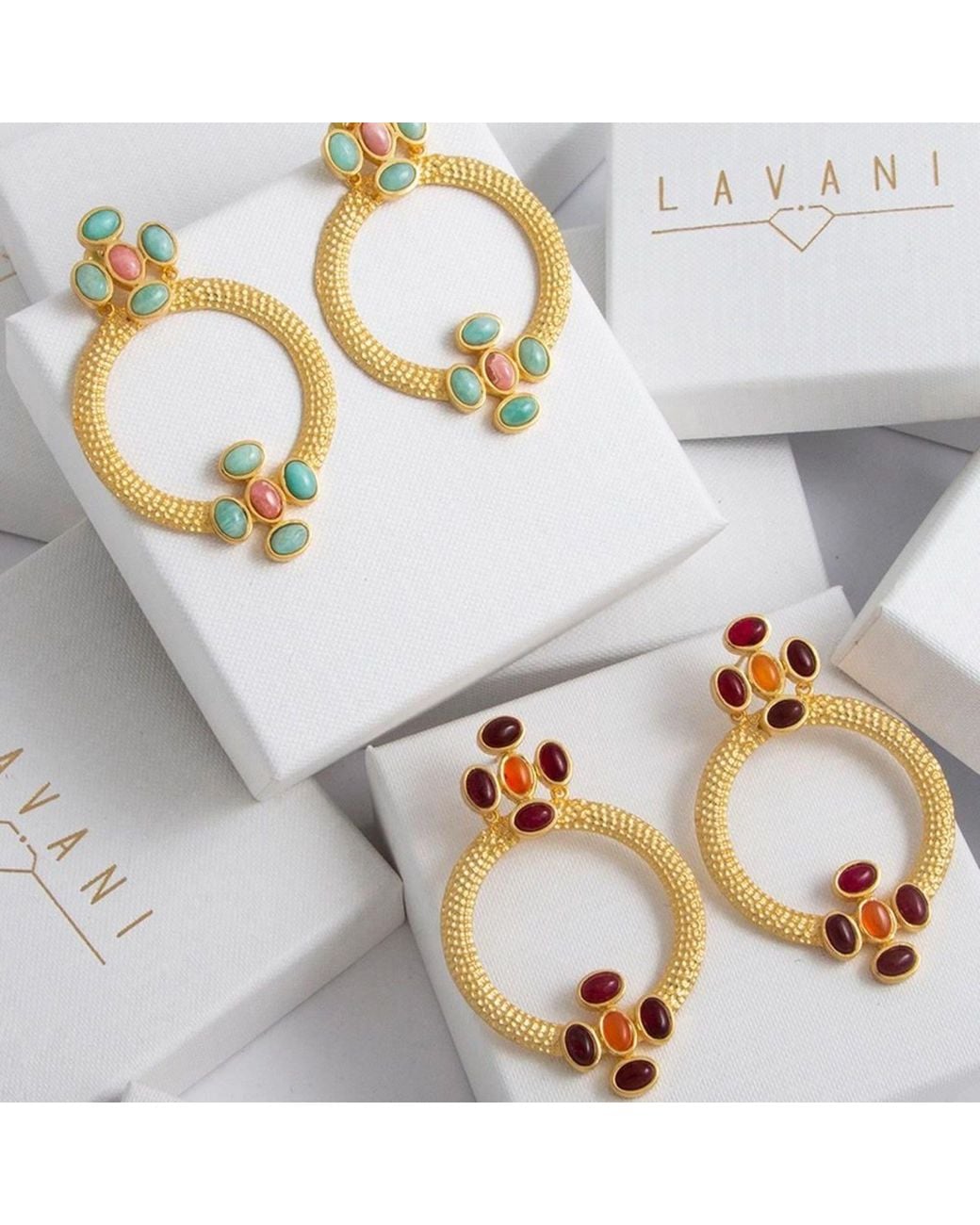 Lavani Jewels Multicolor Rose Madison Hoops