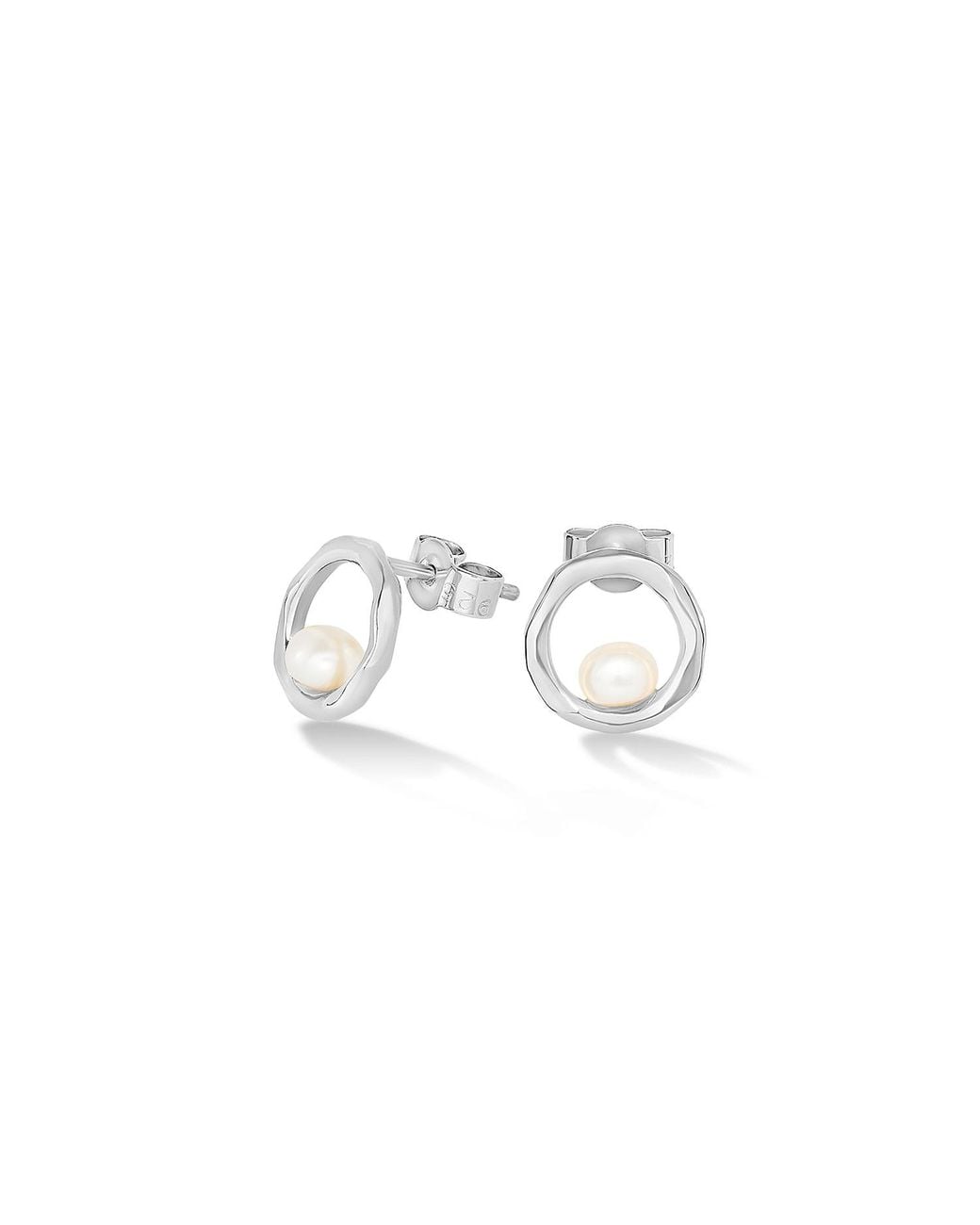 Dower & Hall Metallic Open Circle & Pearl Waterfall Earrings