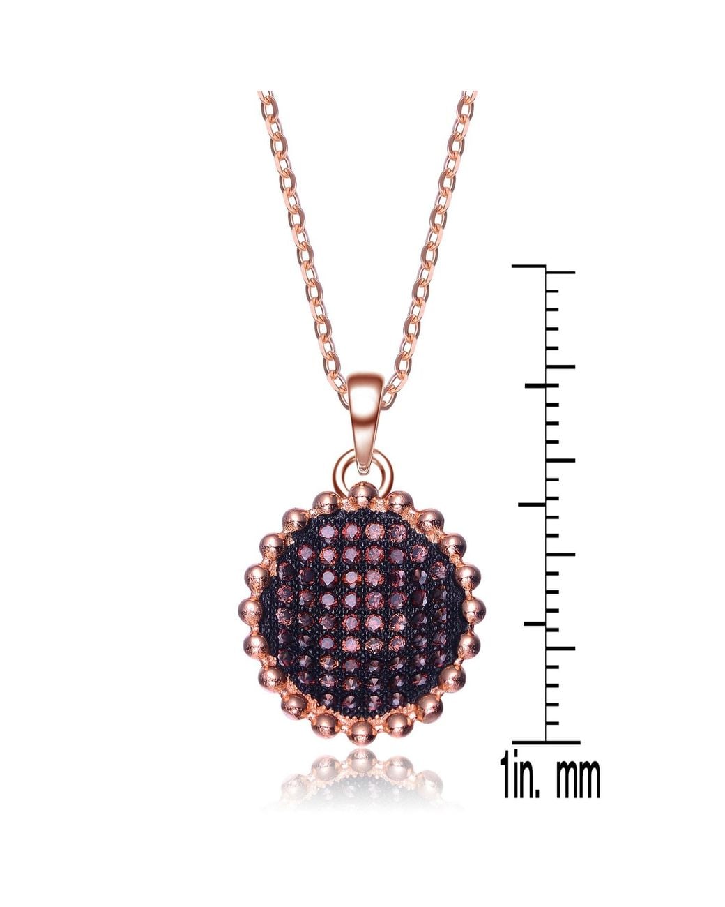 Genevive Jewelry Pink Rose Sterling Cubic Zirconia Round Shaped Pendant