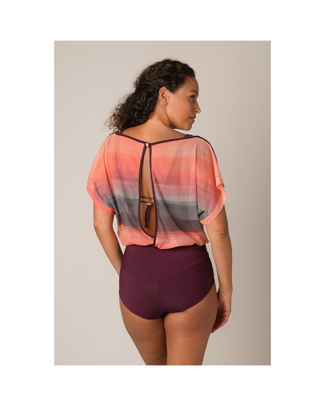 Serotone Swim Pink Mesh Top One Piece