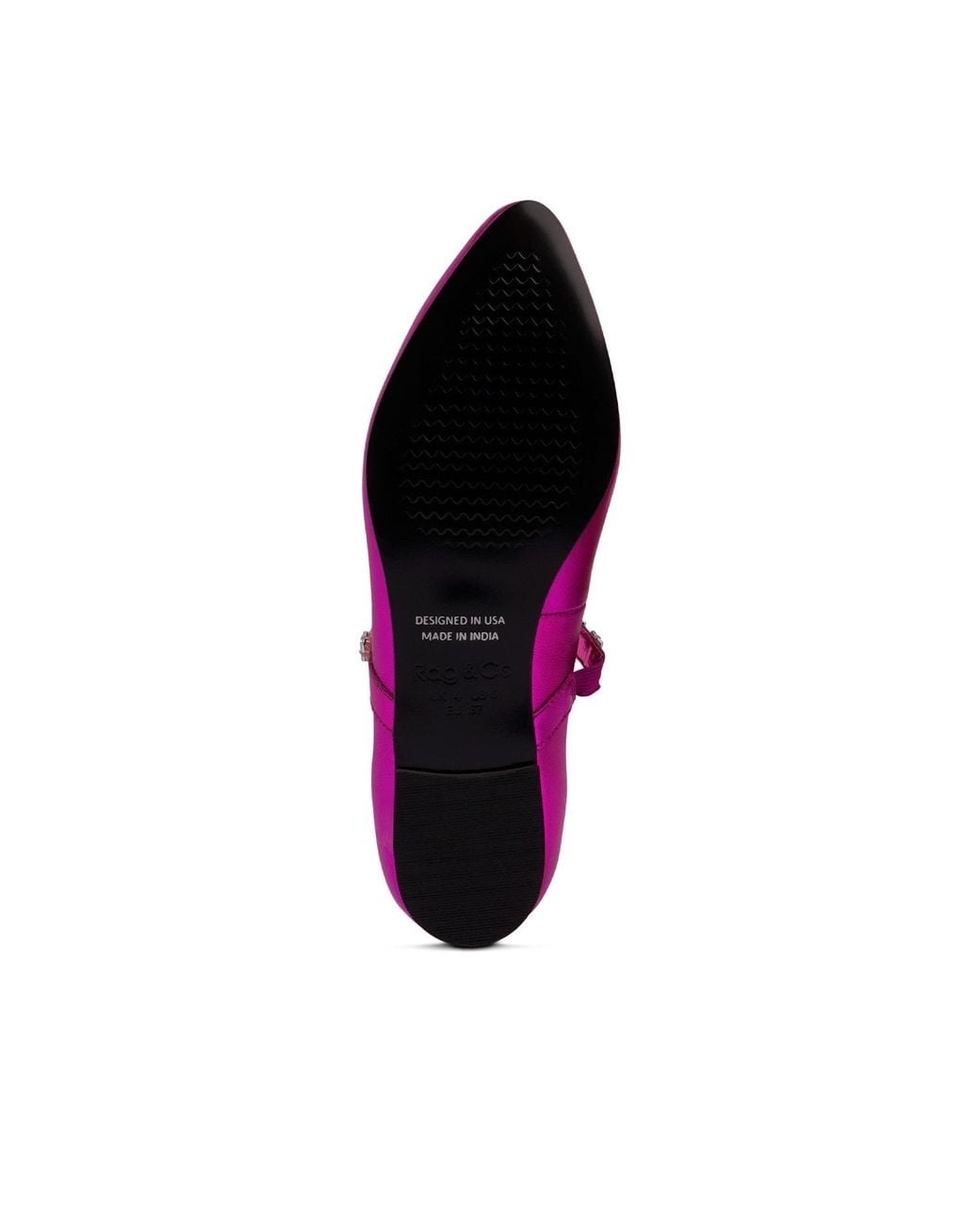 Rag & Co Purple Alverno Metallic Diamante Mary Jane Leather Flats