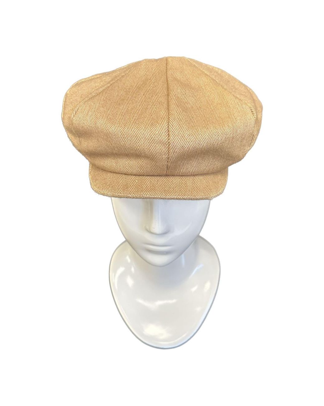 Kinalba Green Neutrals Vicuna Herringbone Cashmere Baker Boy Cap for men