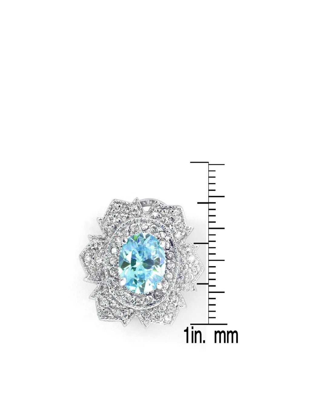 Genevive Jewelry Blue Sterling Plated With Oval Topaz Cubic Zirconia Flower Shape Stud Earrings