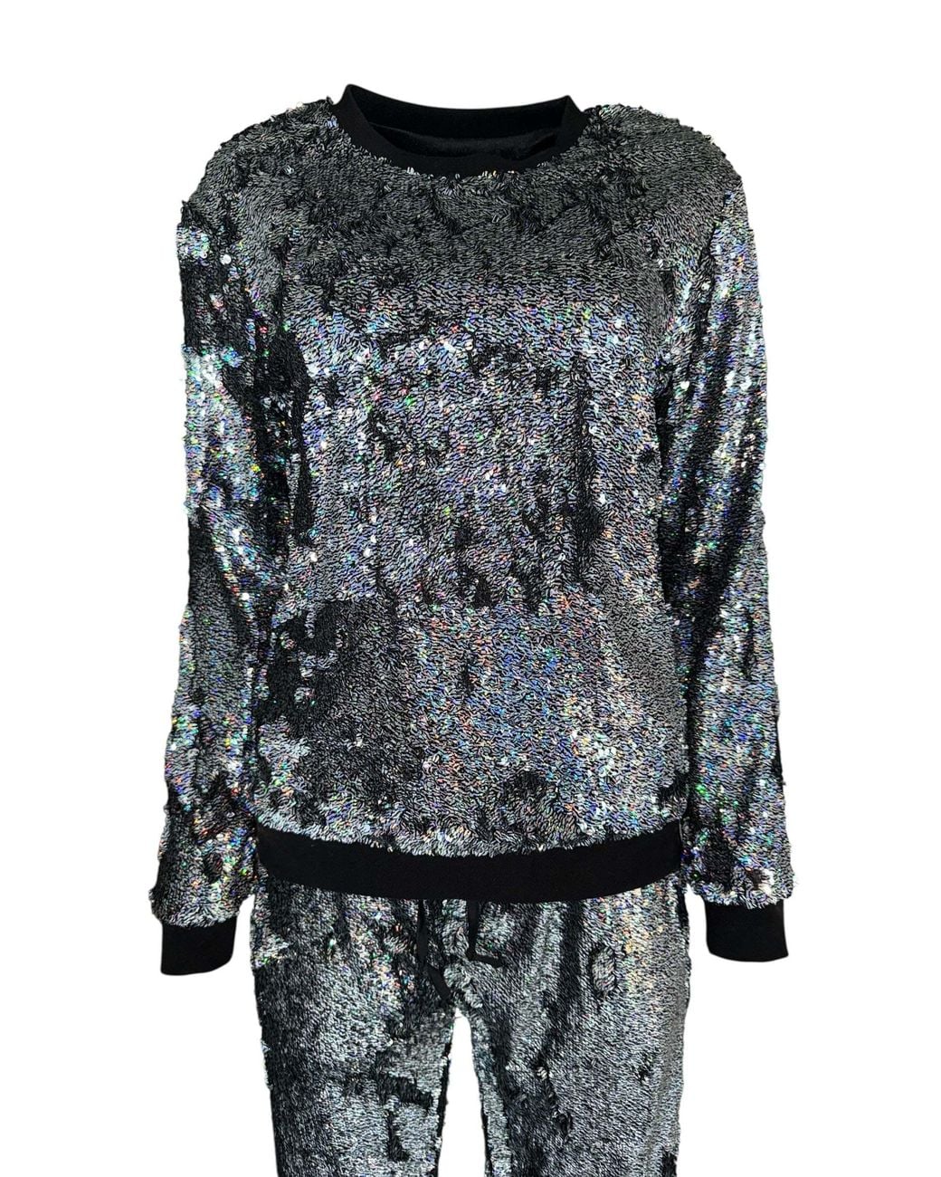Any Old Iron Black Holographic Glitter Forever Sequin Sweatshirt