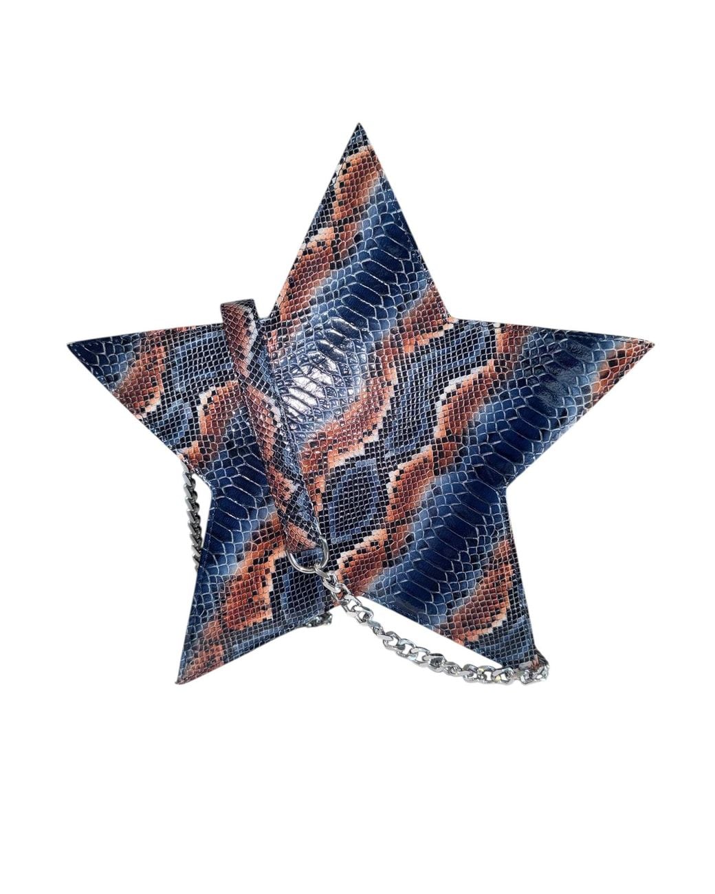 Any Old Iron Blue Snake Leather Star Bag