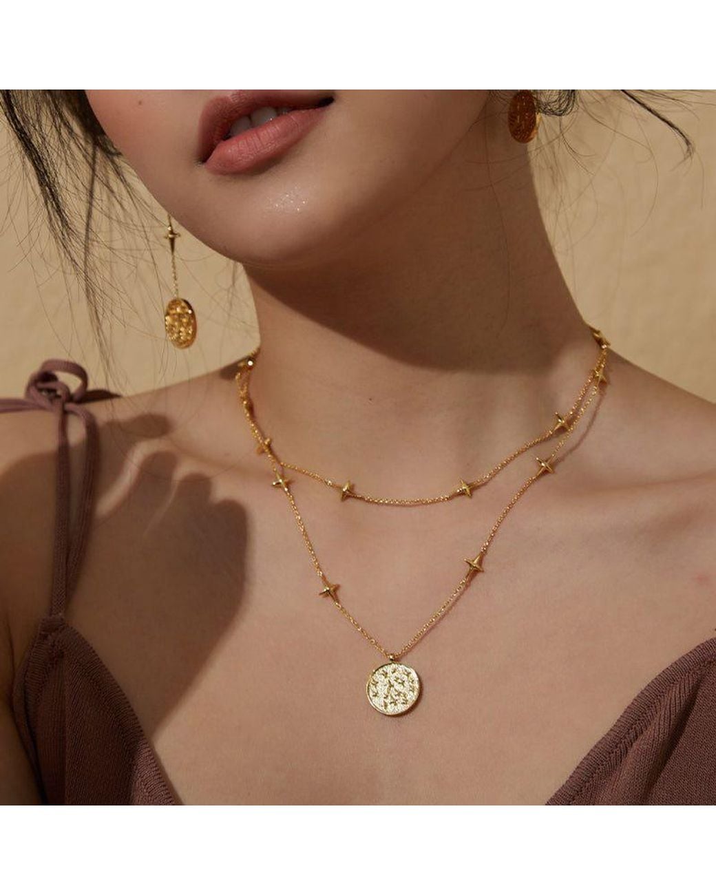 Aurozia Metallic Tarot The Star Layered Necklaces