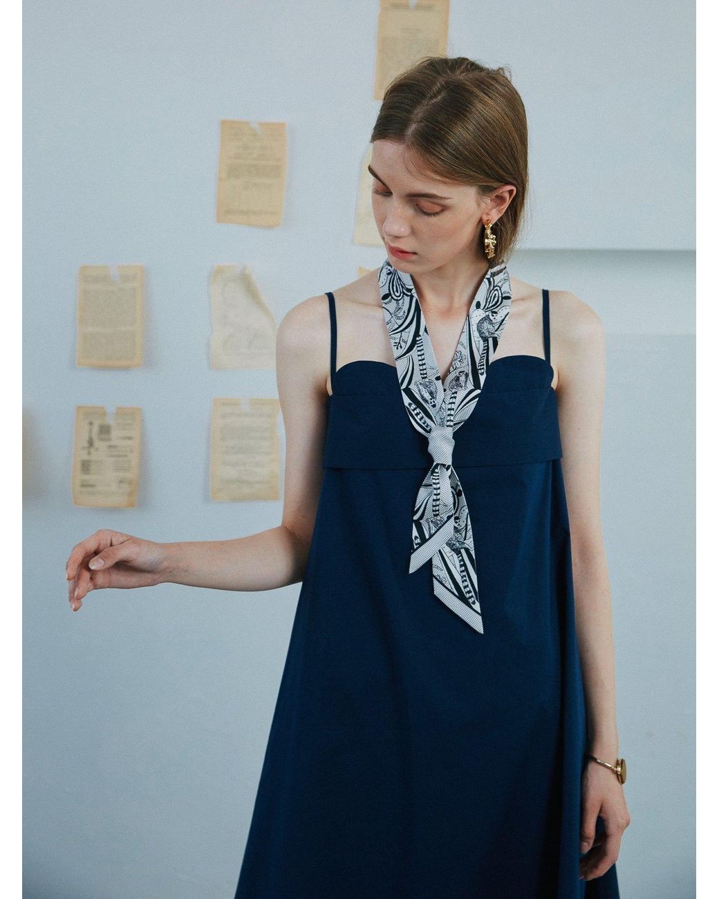 Lost Pattern White Madagascar Silk Skinny Scarf