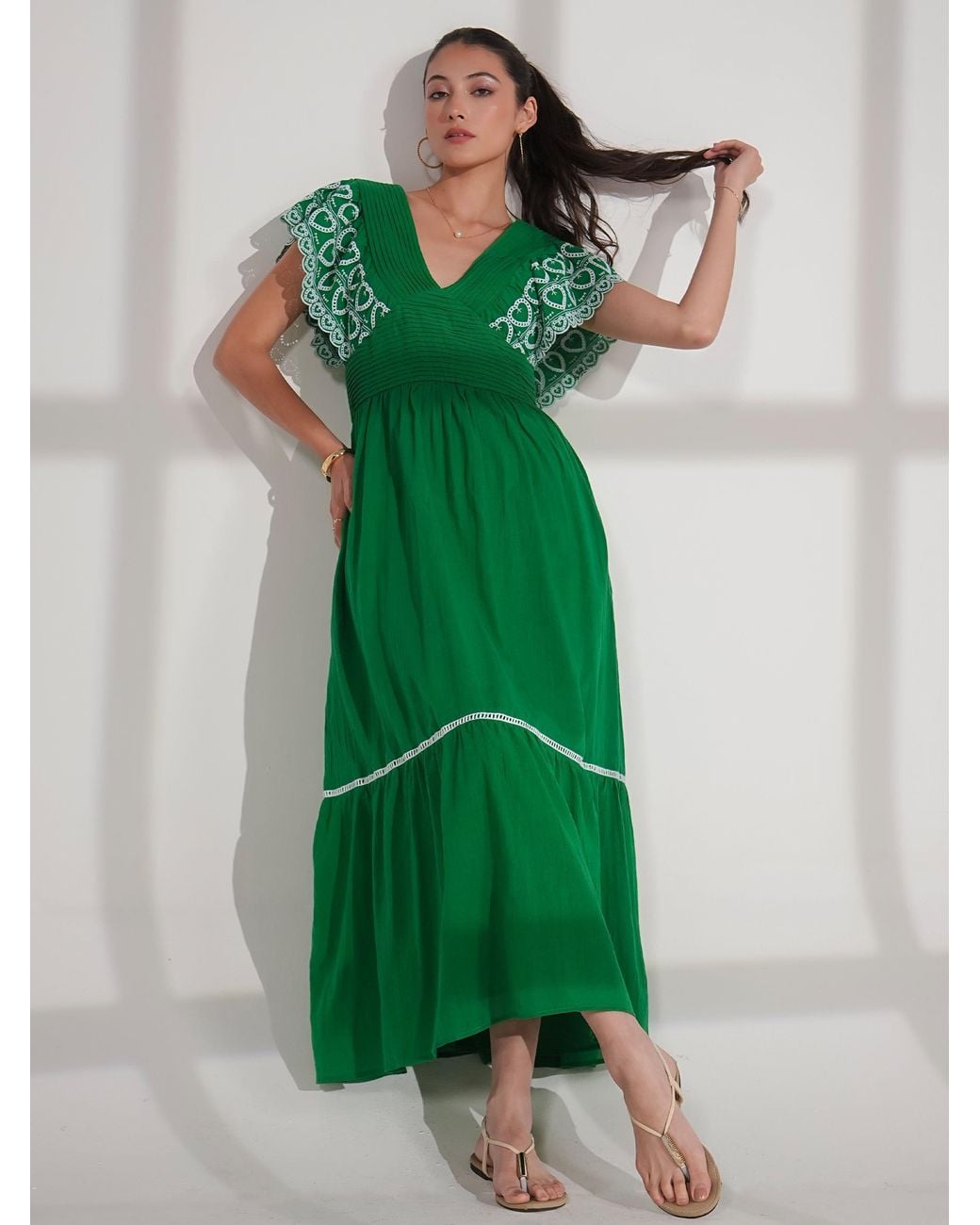 Rose & Nancy Green Eleanor Cotton Maxi Dress