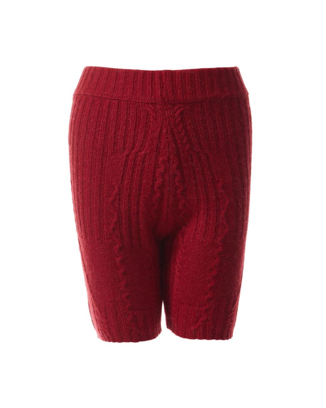 Fully Fashioning Red Fern Cable Wool Blend Knit Shorts