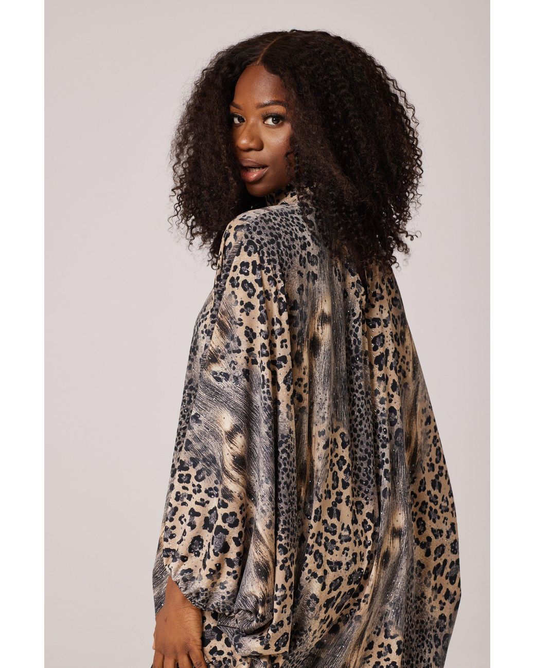 Lioness by Tf Gray Glitter Leopard Long Tunic