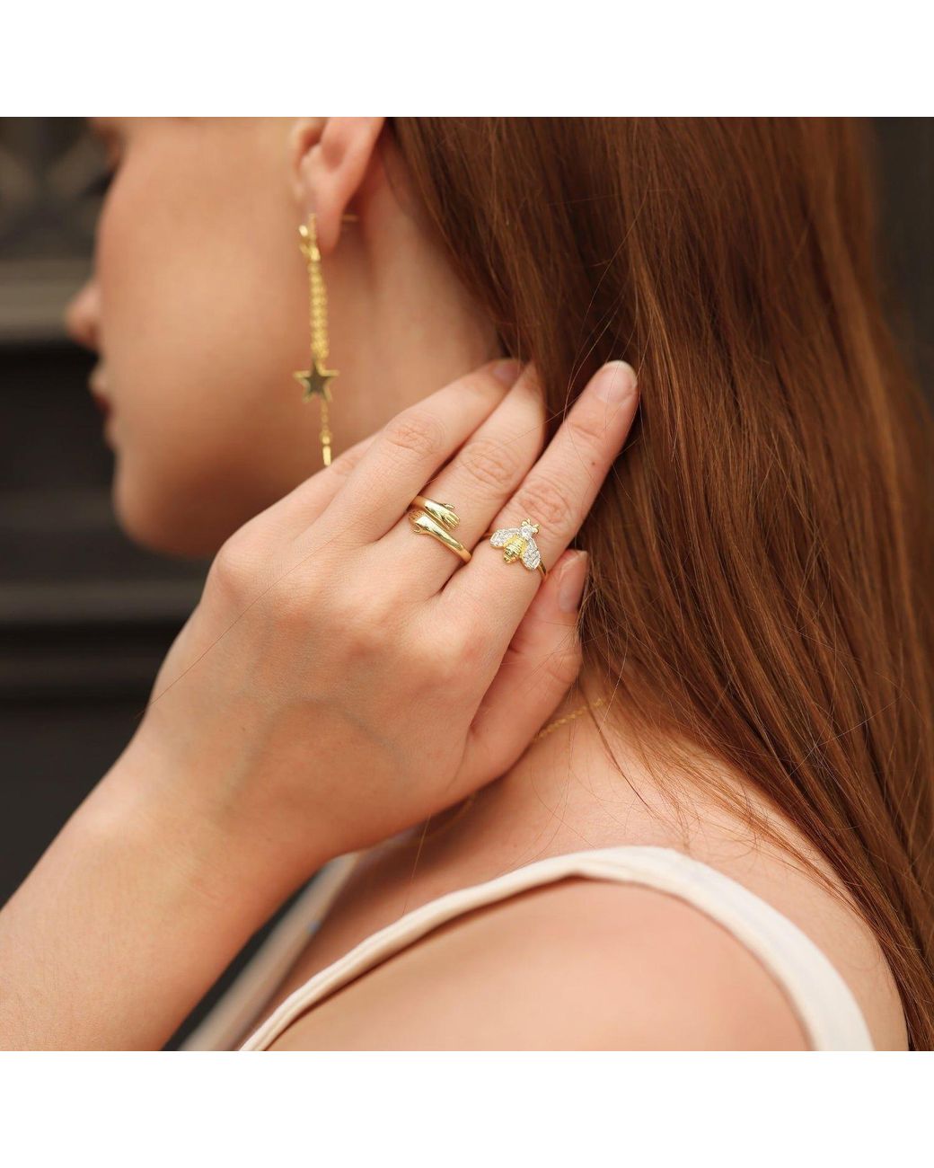 Spero London Metallic Sterling Bumble Bee Ring