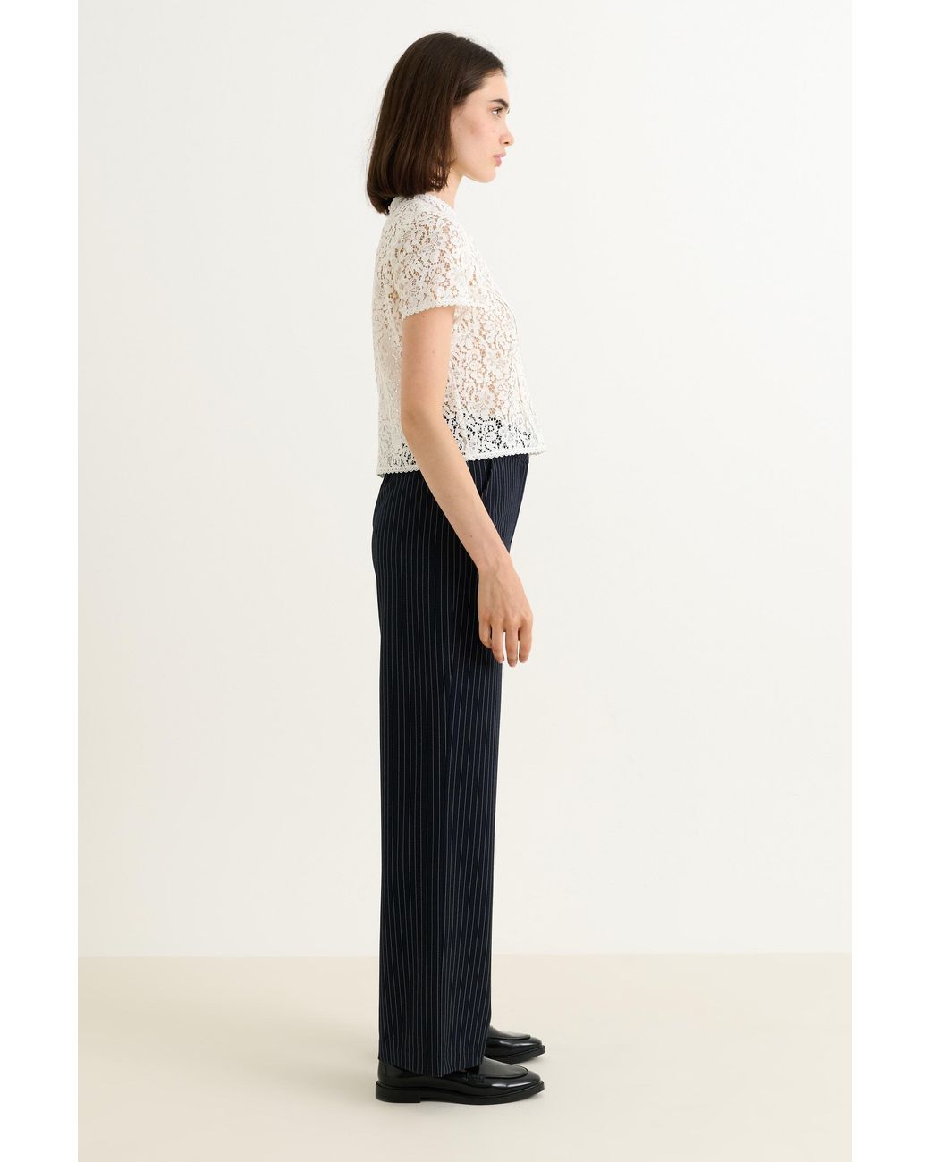 Louche Blue Tilde Pinstripe Straight Leg Trouser