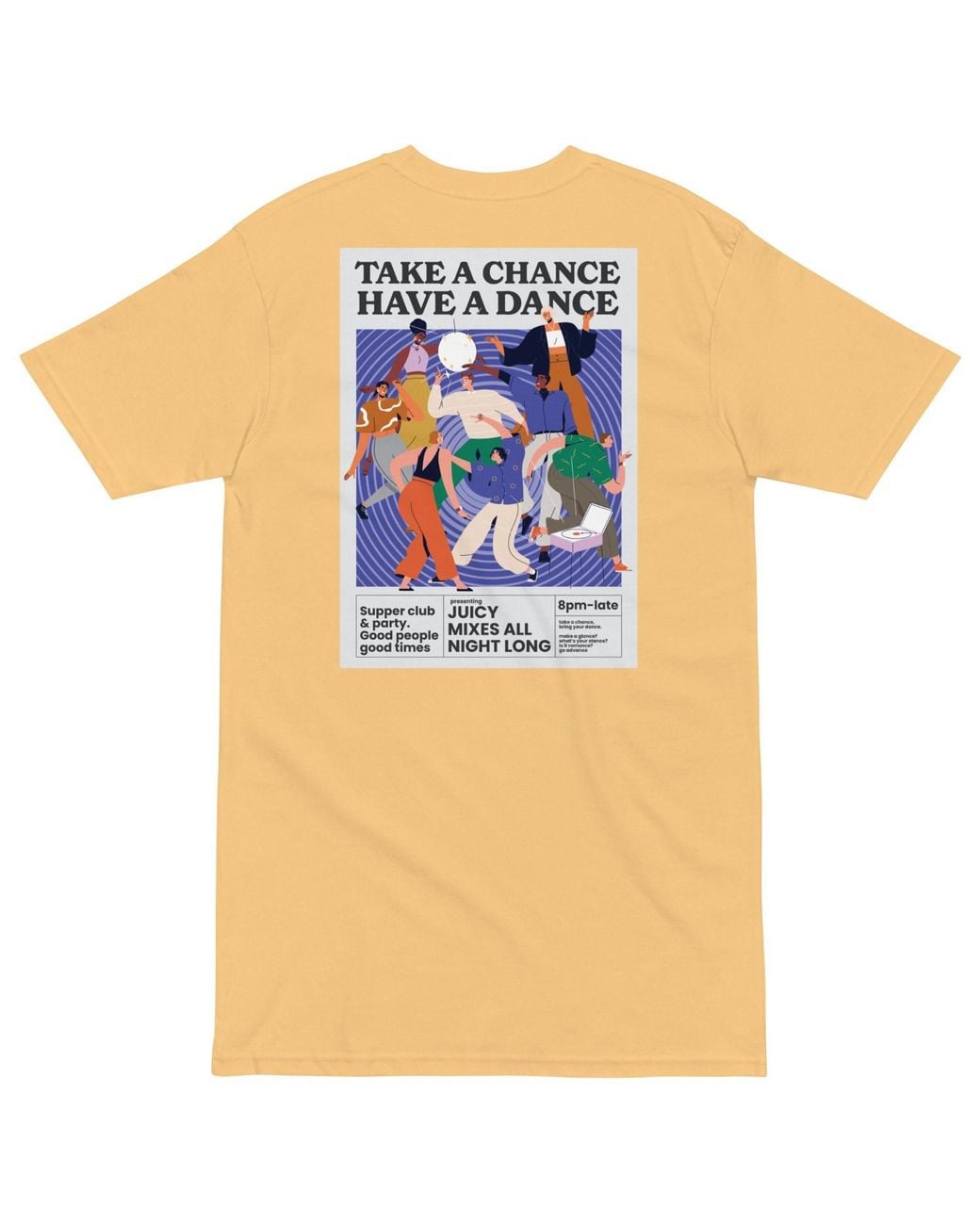 Anchor and Crew Blue Vintage Take A Chance Have A Dance Disco! Heavy Cotton Embroidered T-Shirt