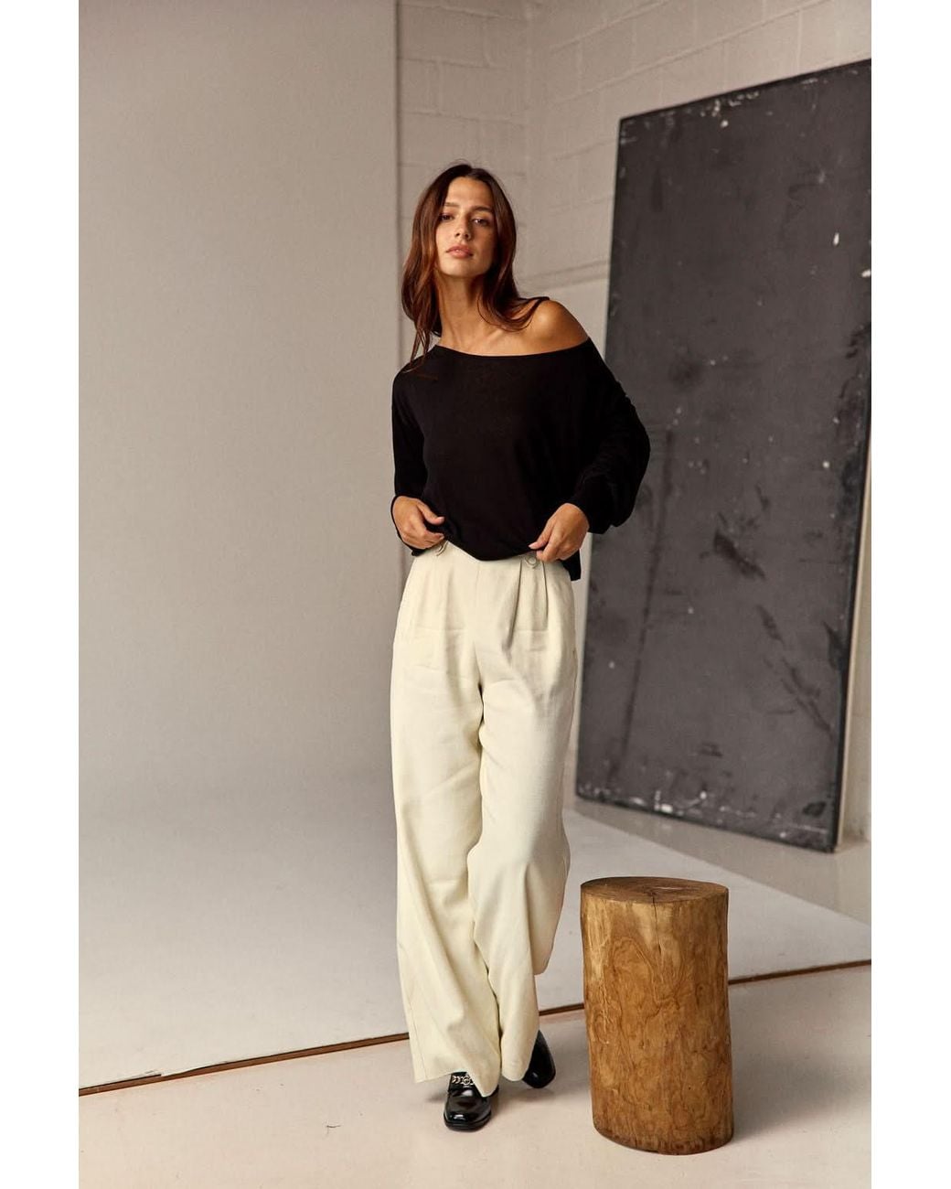 Marianne by Marie Jordane Black Selena Asymmetric Lyocell & Wool Sweater