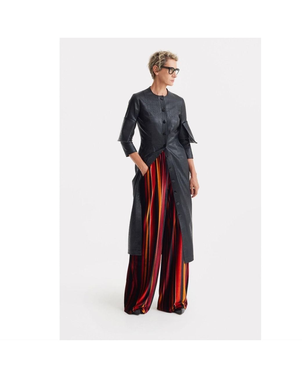 Julia Allert Red Retro Wide-Leg Trousers