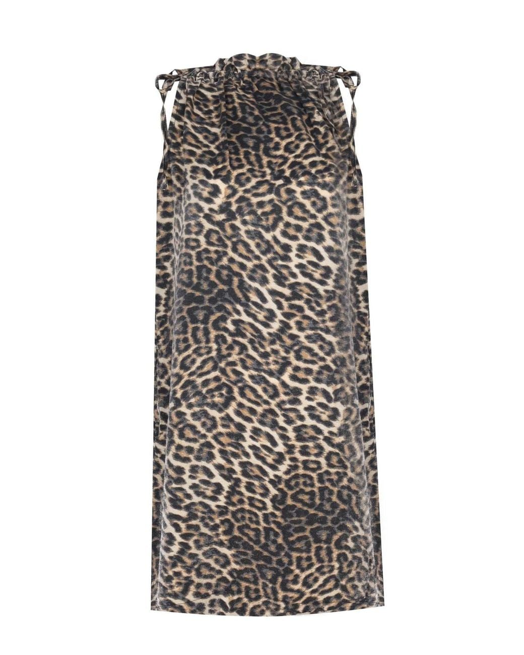 No'design Multicolor Halter Neck Tie-Detail Pocket Leopard Mini Dress
