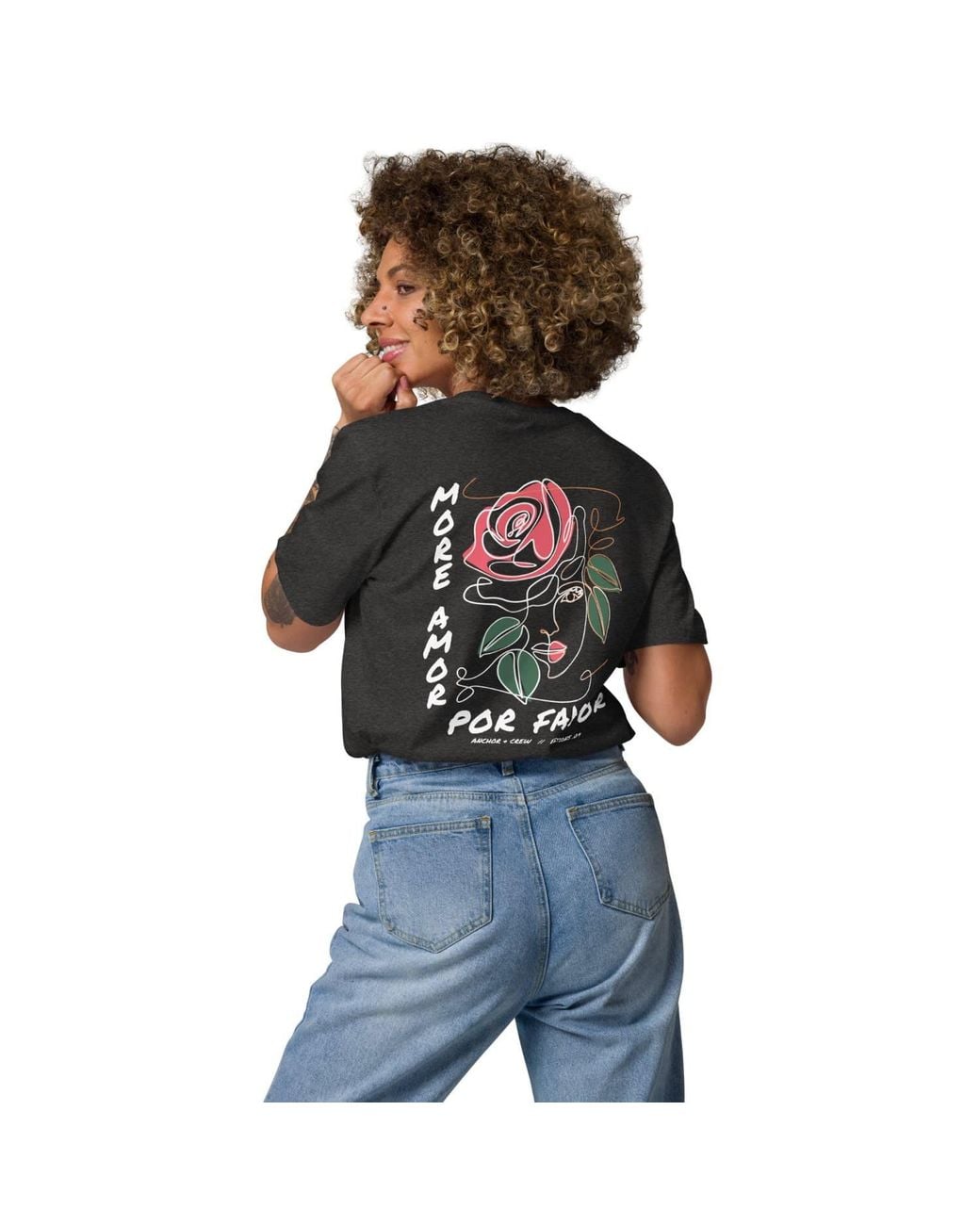 Anchor and Crew Black Heather Nine More Amor Por Favor Editions Organic Cotton T-Shirt