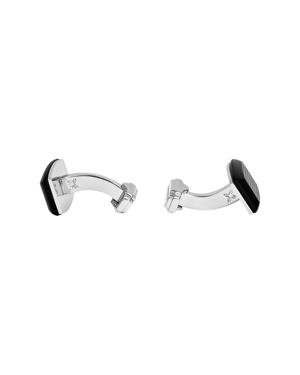 Tateossian Black Thompson Woven Tonneau Cufflinks for men