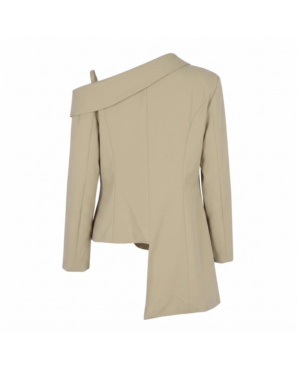 Modenaire Green Neutrals Asymmetric One Shoulder Tailored Blazer Jacket