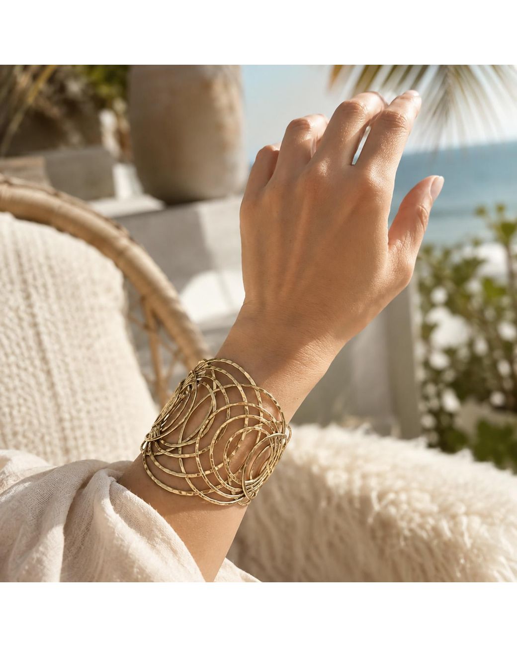 Rare Matters Jewelry Metallic Organic Wire Statement Cuff Bracelet