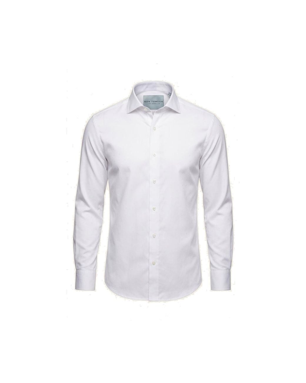 Ron Tomson Blue Pure Cotton Spread Collar Fitted Dress Shirt for men