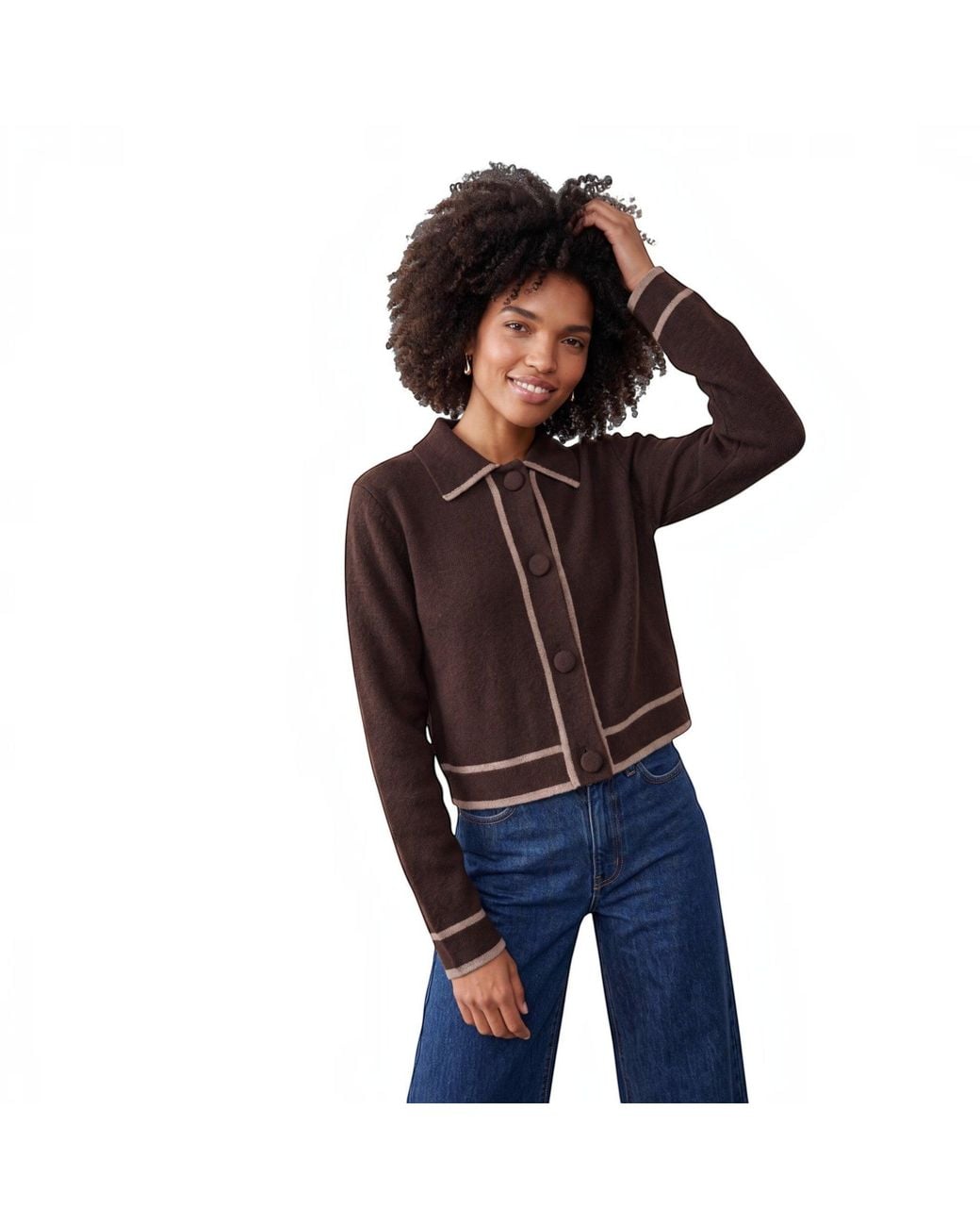 Brodie Cashmere Brown Adeline Fitted Jacket