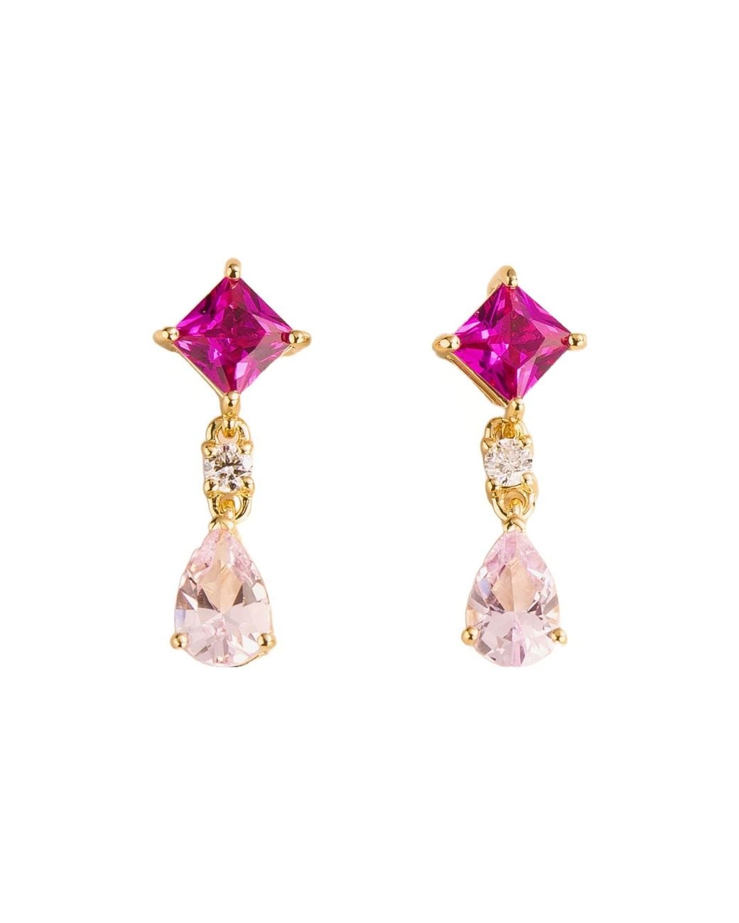 Juvetti Pink Flamingo Sapphires & Diamonds Earrings