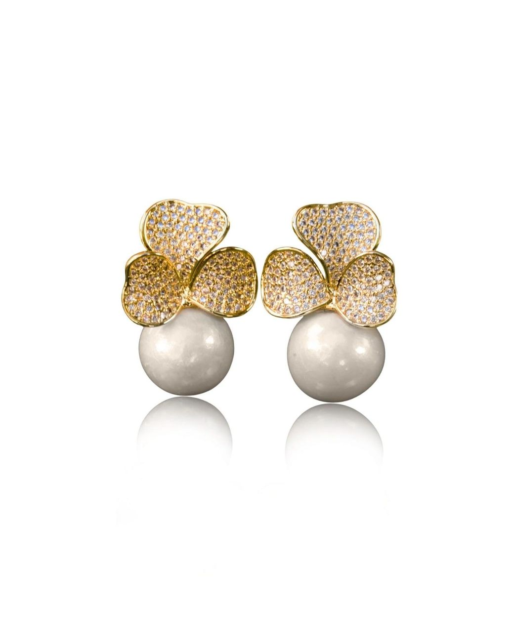 VIEA Metallic Petal Drop Earrings