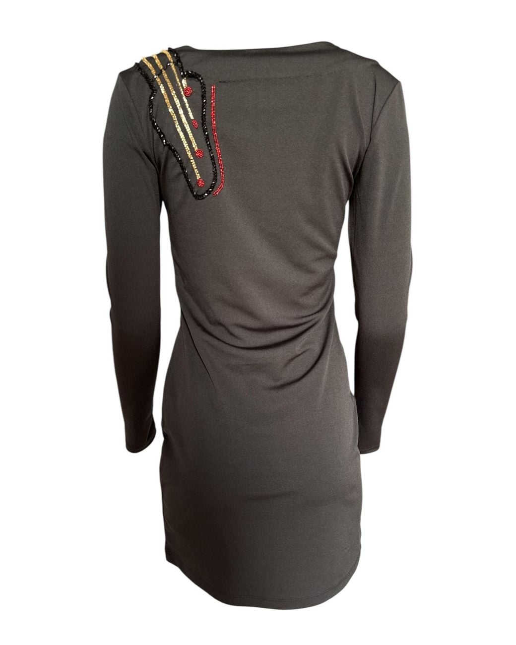 Any Old Iron Black Beaded Guitar Long Sleeve Mini Dress