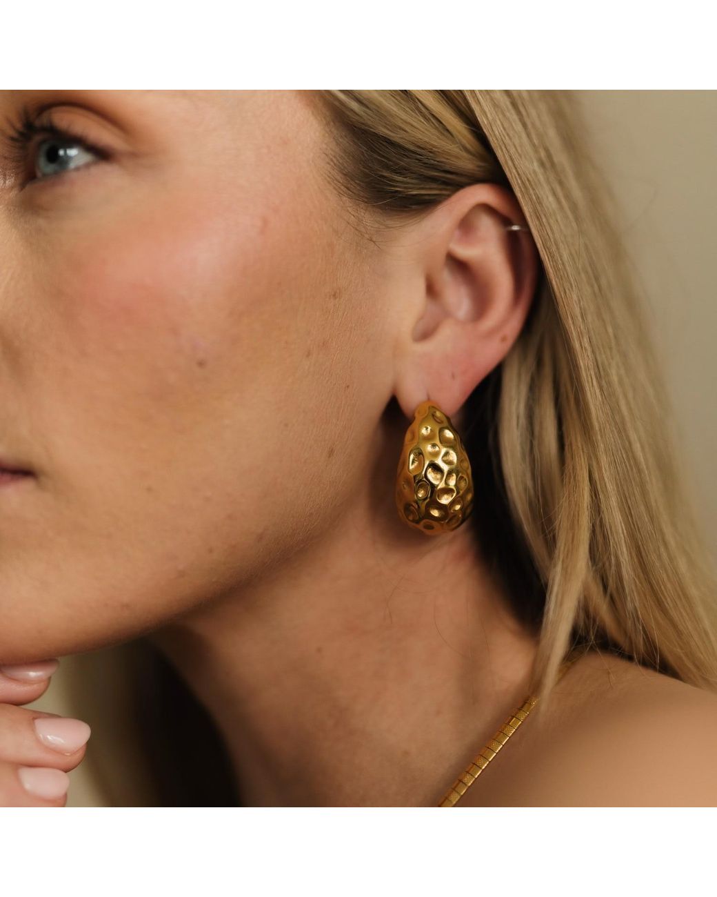 Divine Aria Metallic Textured Statement Stud Earrings Tarnish Free