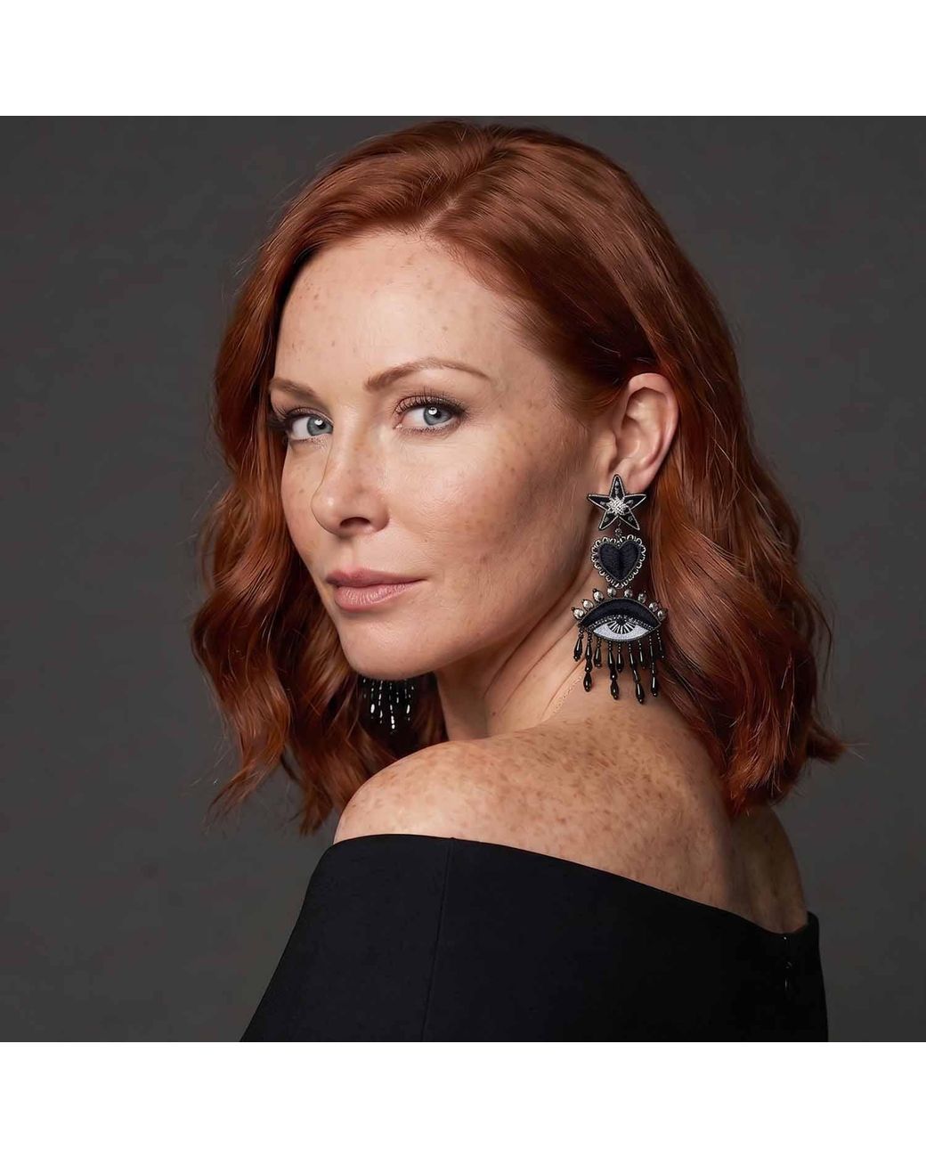 VETKA Black Three-Part Statement Earrings – Dark Charm
