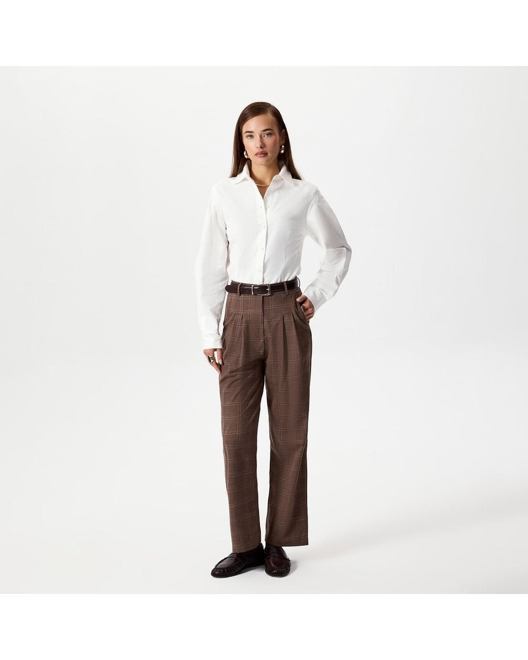 Thisisu Collection Brown Romy Pleated Plaid Trousers –