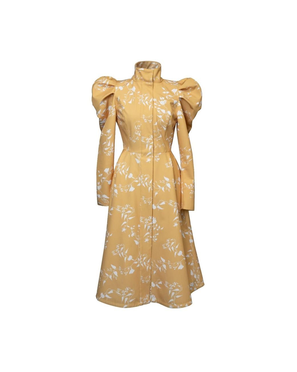 RainSisters Metallic Coat With Balloon-Styled Sleeves And Floral Print: Majestic
