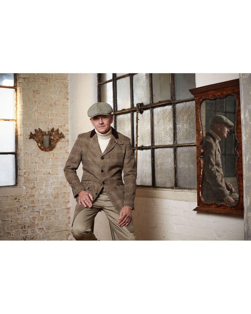 Dasmarca Hats Natural Harrison Grove Light Harris Tweed Newsboy Cap for men