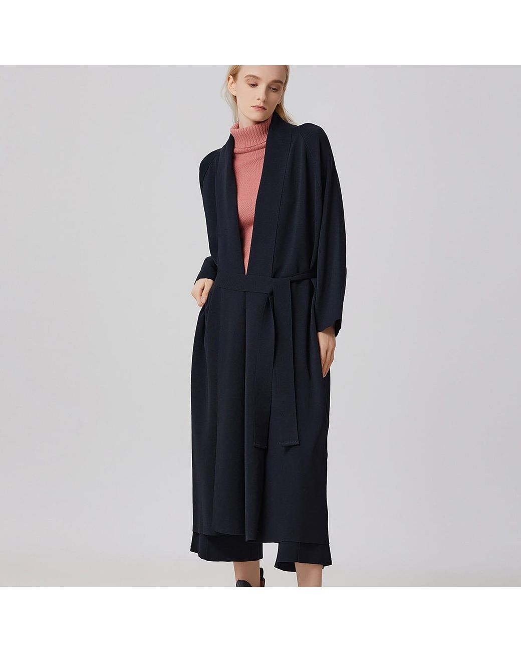 Smart and Joy Black Long Kimono Style Cardigan