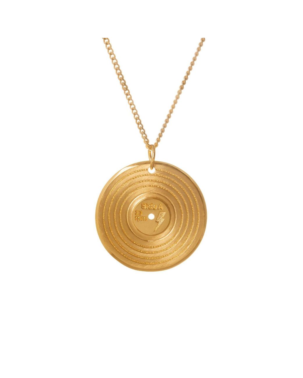 Edge Only Metallic Vinyl Pendant 18Ct Vermeil for men