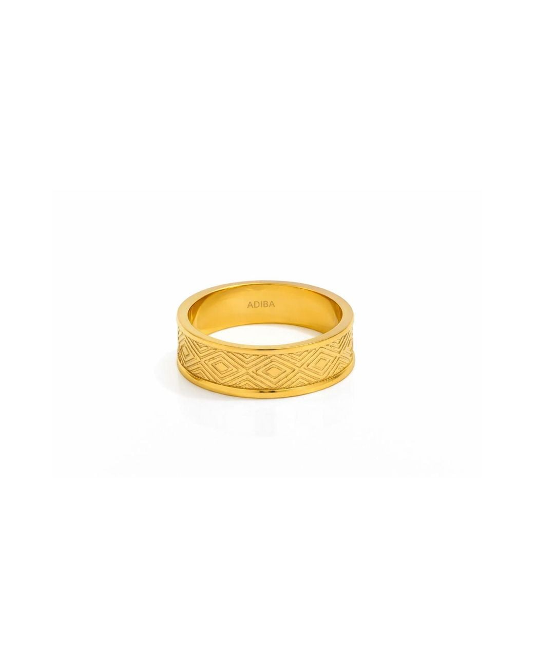 ADIBA Yellow The Diamonds Pattern Plated Stainless Steel Ring