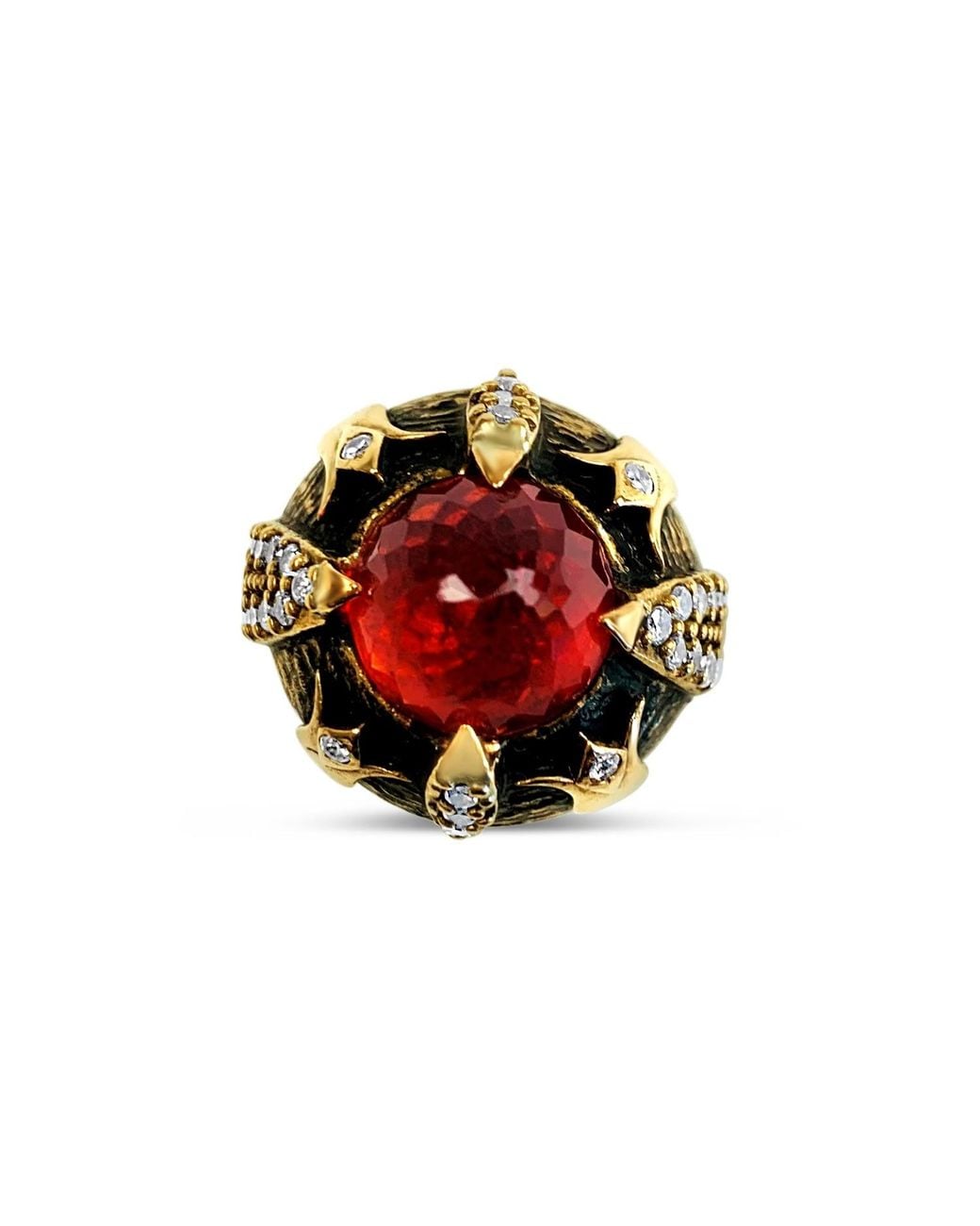 Bellus Domina Red Tulip Sterling 925 Synthetic Ruby & Cubic Zirconia Ring
