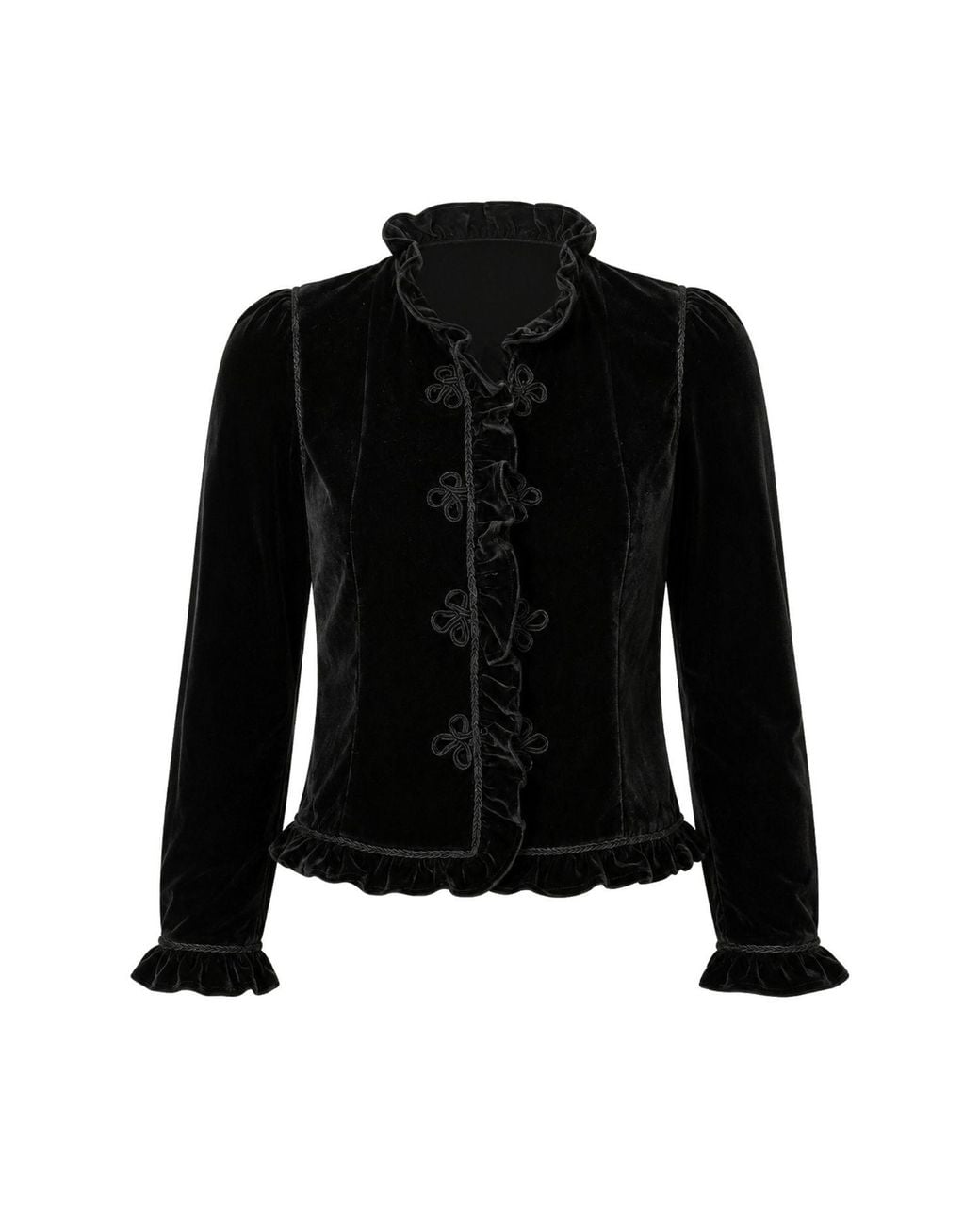 Rose & Nancy Black Adeline Velvet Military Jacket