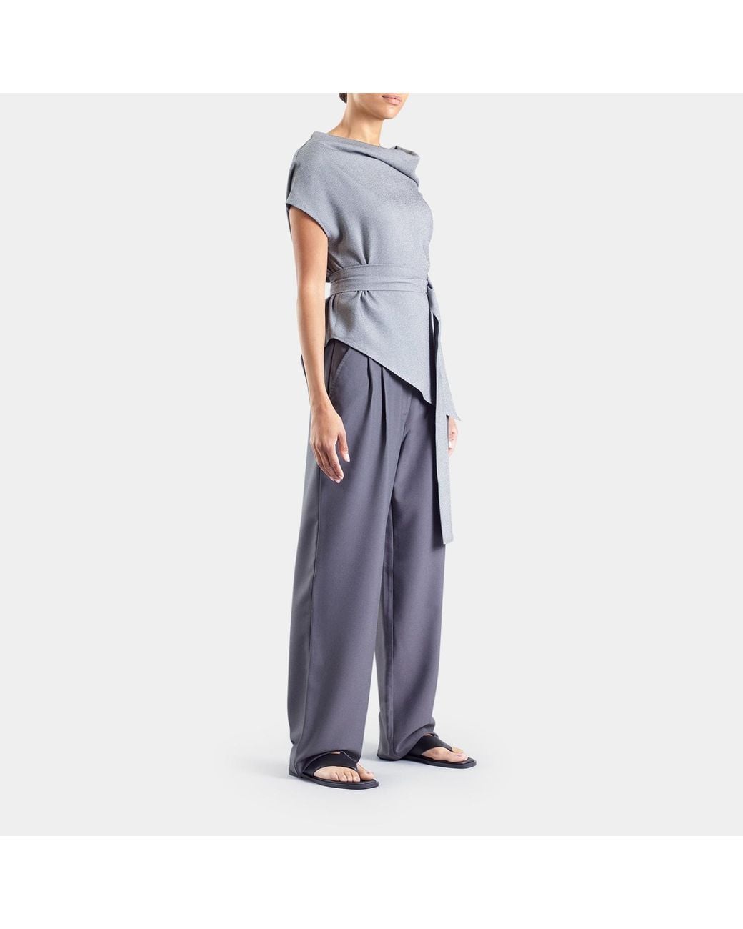 Meem Label Gray Theo Light Asymmetric Top